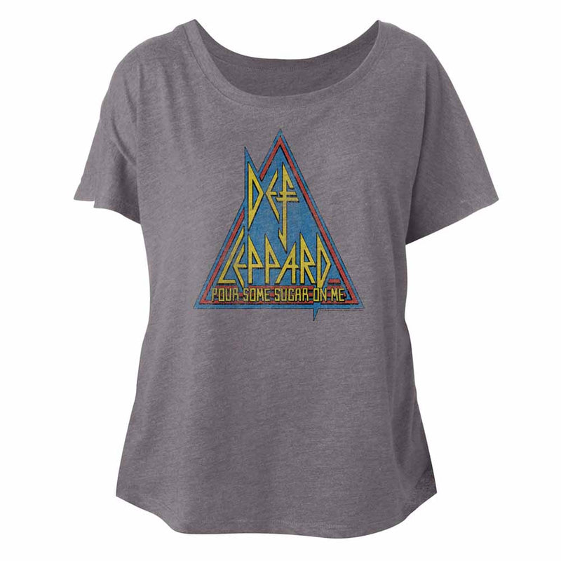 Def Leppard Ladies S/S Dolman - Primary Triangle - Heather Premium Heather