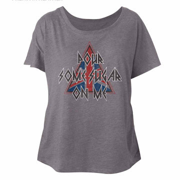 Def Leppard Ladies S/S Dolman - Pour Some Triangle - Heather Premium Heather