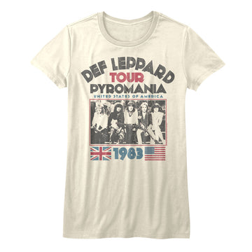 Def Leppard Girls Juniors S/S T-Shirt - Pyro Tour - Solid Natural