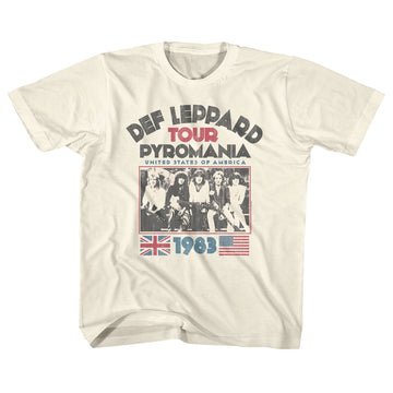 Def Leppard Youth S/S T-Shirt - Pyro Tour - Solid Natural