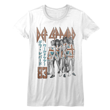 Def Leppard Girls Juniors S/S T-Shirt - Deflep83 - Solid White