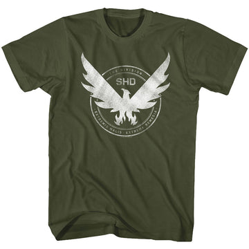 The Division Mens S/S T-Shirt - Phoenix Crest - Solid Military Green