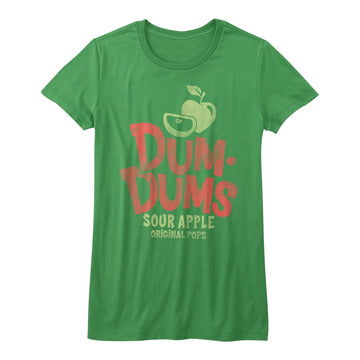 Dum Dums Girls Juniors S/S T-Shirt - Sour Apple - Solid Kelly