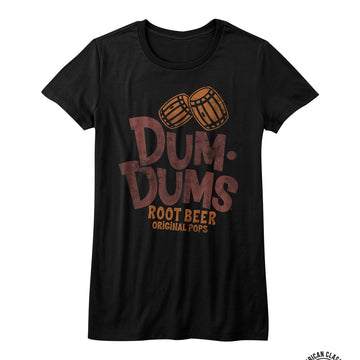 Dum Dums Girls Juniors S/S T-Shirt - Root Beer - Solid Black