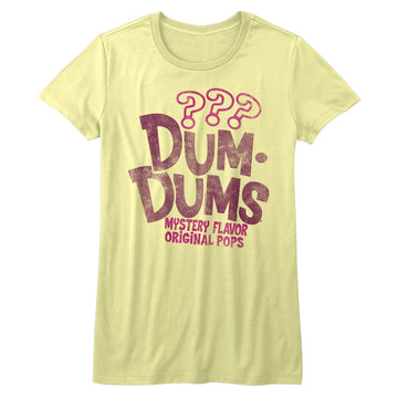 Dum Dums Girls Juniors S/S T-Shirt - Mystery - Heather Yellow Heather
