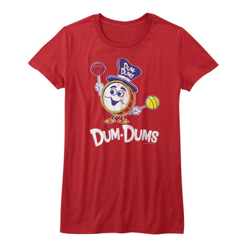 Dum Dums Girls Juniors S/S T-Shirt - Drumman - Solid Red