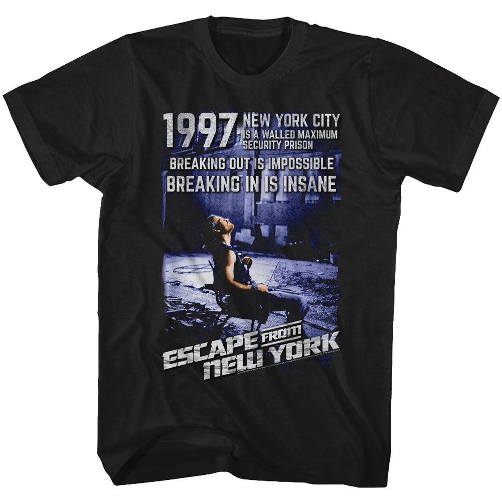 Escape From New York Mens S/S T-Shirt - Insane - Solid Black