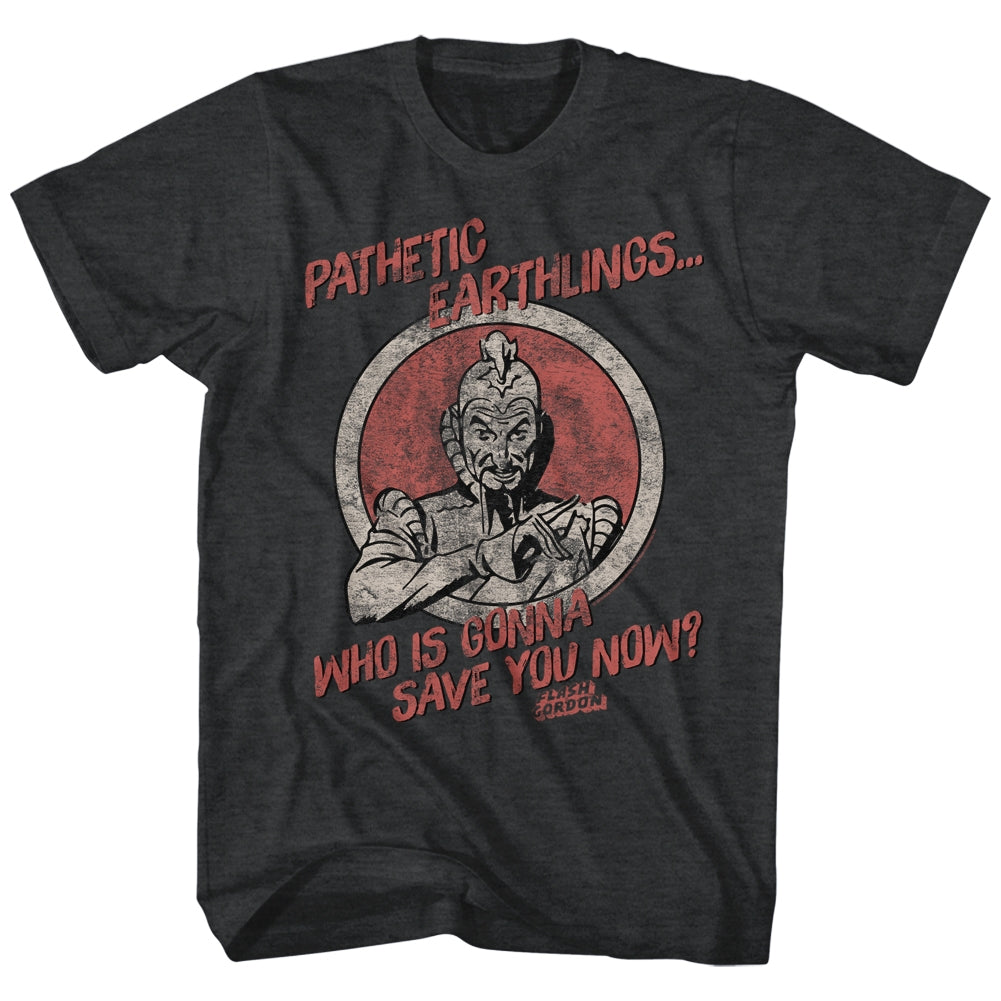 Flash Gordon Mens S/S T-Shirt - Pathetic Earthlings - Heather Black Heather