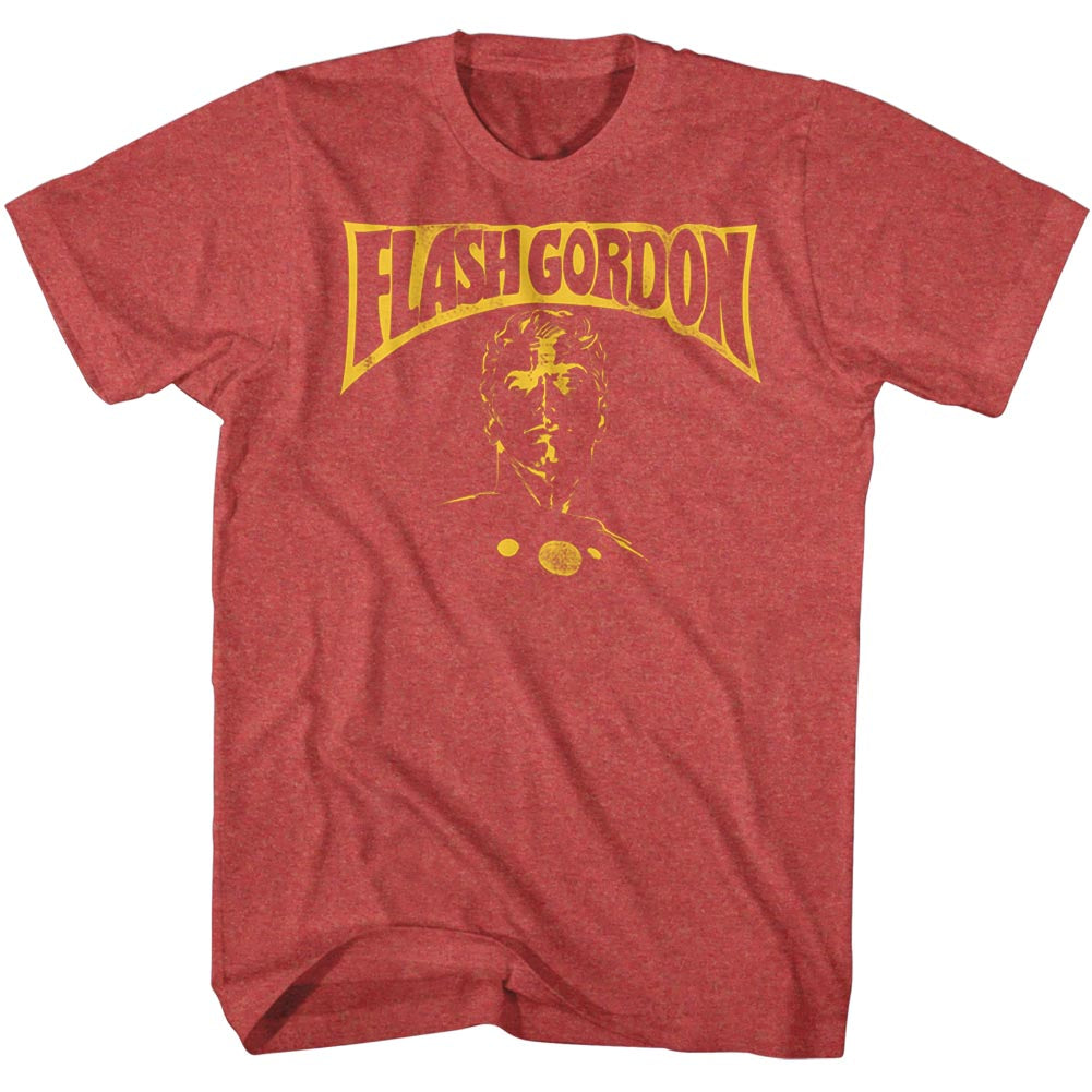 Flash Gordon Mens S/S T-Shirt - Flash Bust - Heather Red Heather