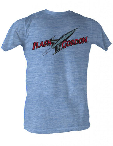 Flash Gordon Mens S/S T-Shirt - Comic Logo - Heather Light Blue Heather