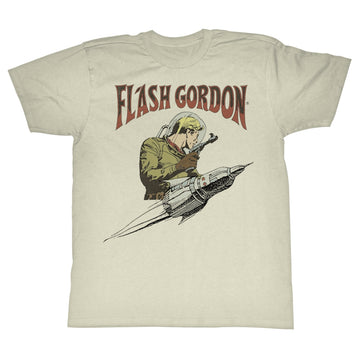 Flash Gordon Mens S/S T-Shirt - Flash Rocket - Solid Natural