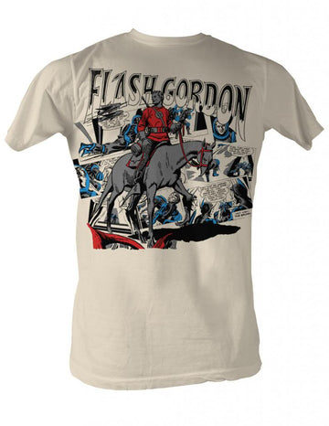Flash Gordon Mens S/S T-Shirt - Flash Collage - Solid Natural
