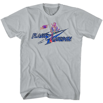 Flash Gordon Mens S/S T-Shirt - Neon Flash - Solid Silver