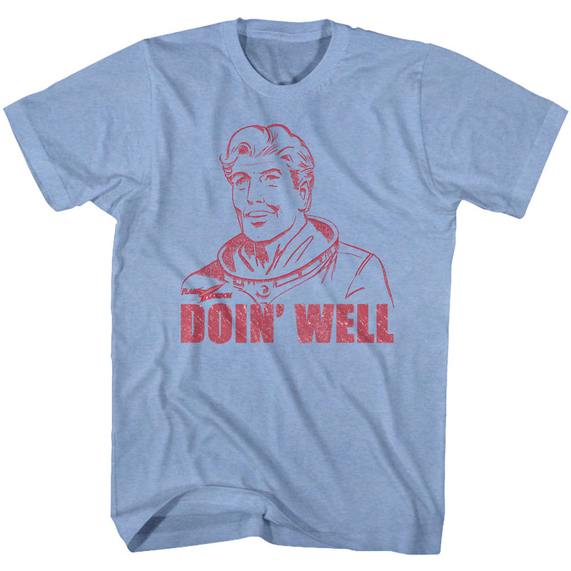 Flash Gordon Mens S/S T-Shirt - Doin Well - Heather Light Blue Heather