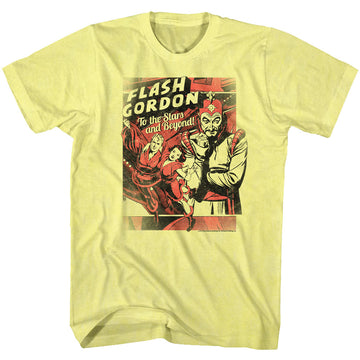 Flash Gordon Mens S/S T-Shirt - To The Stars - Heather Yellow Heather