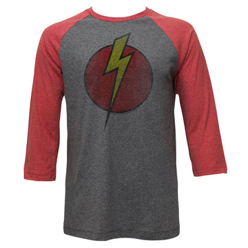 Flash Gordon Mens 3/4 Sleeve Raglan - Bolt - Heather/Heather Gray Heather/Red Heather