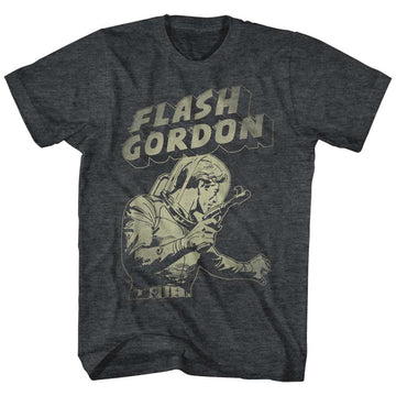 Flash Gordon Mens S/S T-Shirt - Flash Aaaaaaa - Heather Black Heather