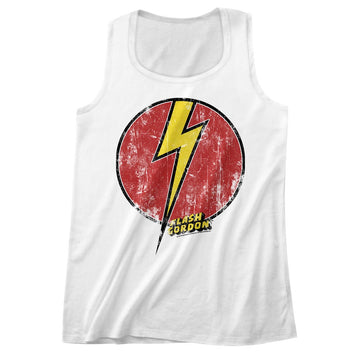 Flash Gordon Mens  Tank - Flash Bolt - Solid White