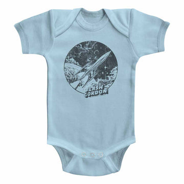 Flash Gordon Infant S/S Bodysuit - Spaceship - Solid Light Blue