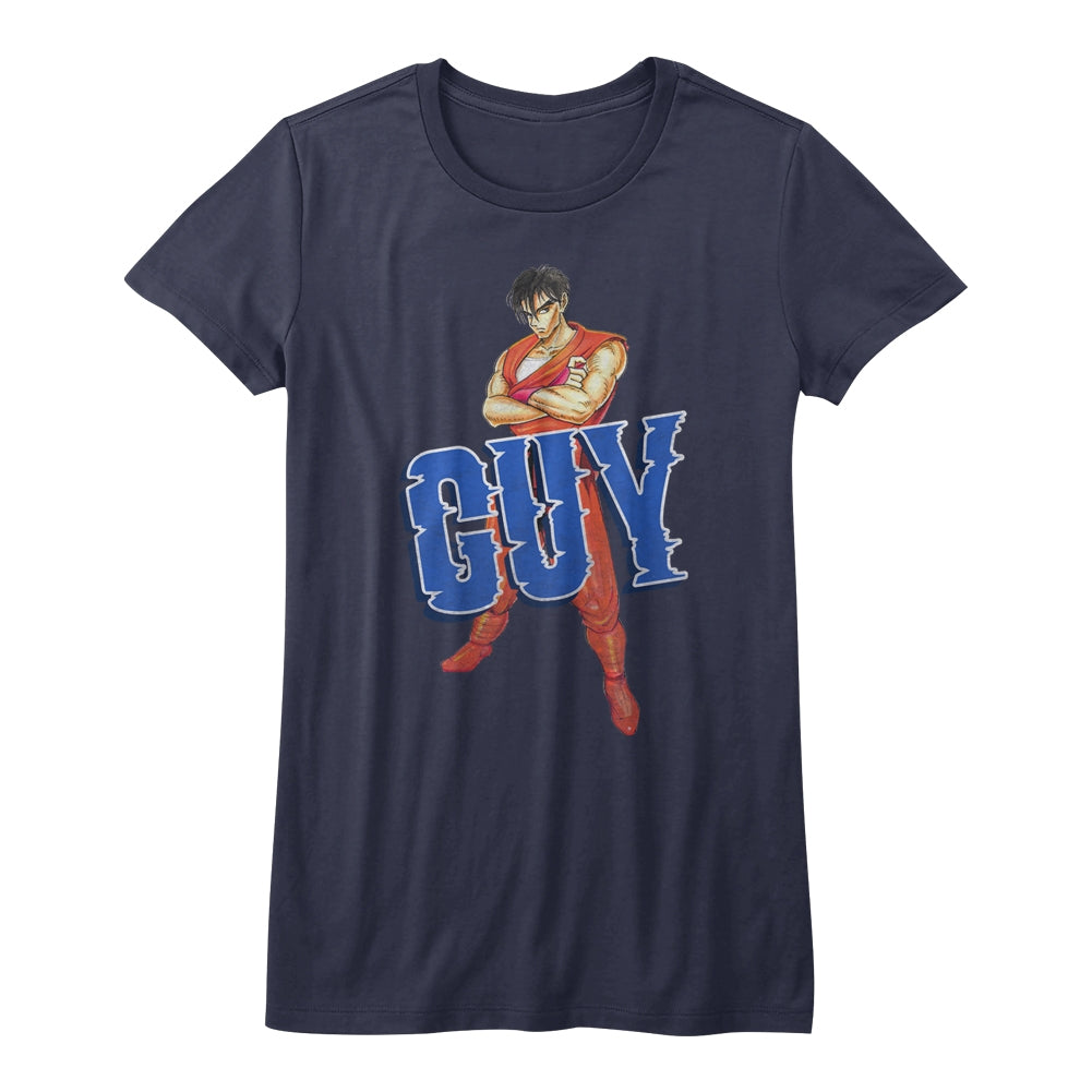 Final Fight Girls Juniors S/S T-Shirt - Guy - Solid Navy