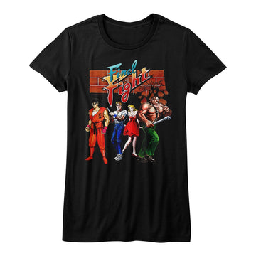Final Fight Girls Juniors S/S T-Shirt - Ff Gang - Solid Black