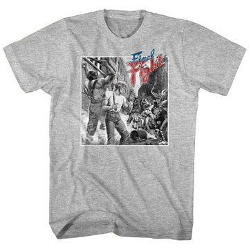 Final Fight Mens S/S T-Shirt - B&W Fight - Heather Gray Heather
