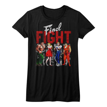 Final Fight Girls Juniors S/S T-Shirt - Panels - Solid Black