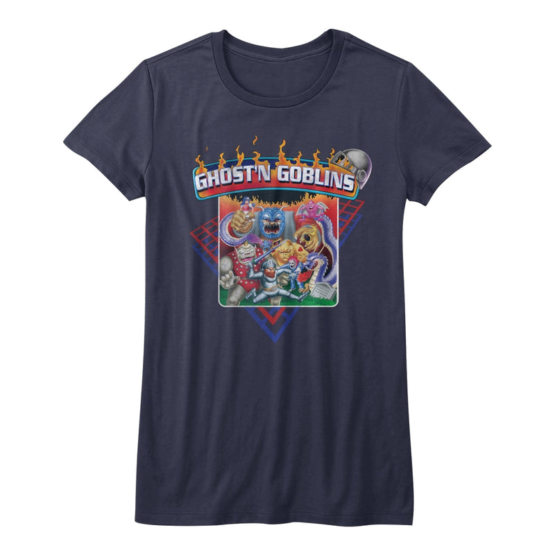Ghost'N Goblins Girls Juniors S/S T-Shirt - Ghost'N - Solid Navy