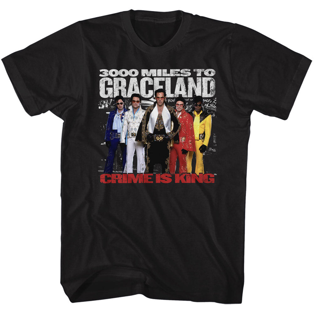 3000 Miles To Graceland Mens S/S T-Shirt - The Elvis 5 - Solid Black