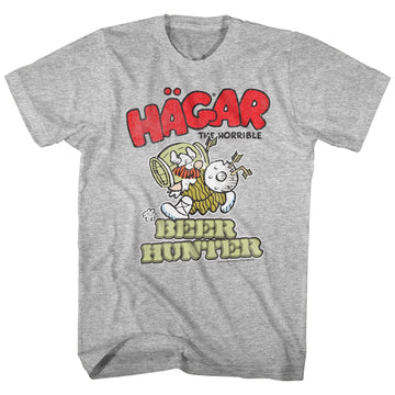 Hagar The Horrible Mens S/S T-Shirt - Beer Hunter - Heather Gray Heather