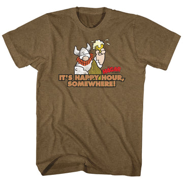 Hagar The Horrible Mens S/S T-Shirt - It'S Happy Hour - Heather Mocha Heather