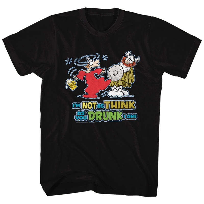 Hagar The Horrible Mens S/S T-Shirt - I'M Not As Think - Solid Black