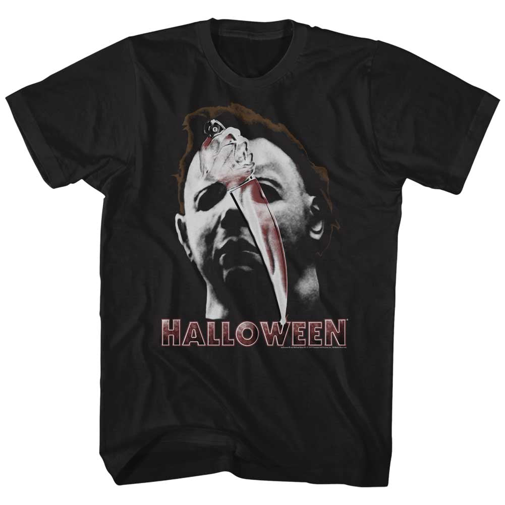 Halloween Mens S/S T-Shirt - Mask & Knife - Solid Black