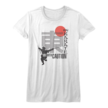 Hai Karate Girls Juniors S/S T-Shirt - Use With Caution - Solid White