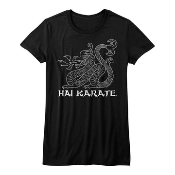 Hai Karate Girls Juniors S/S T-Shirt - Hk Dragon - Solid Black