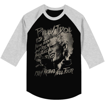 Billy Idol Mens 3/4 Sleeve Raglan - Blondie Boy - Heather/Heather Vintage Black/Premium Heather
