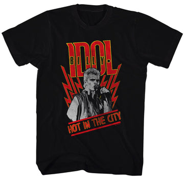 Billy Idol Mens S/S T-Shirt - Hot In The City - Solid Black