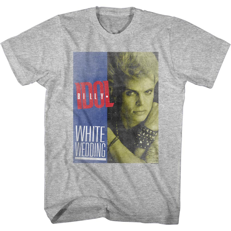 Billy Idol Mens S/S T-Shirt - White Wedding - Heather Gray Heather
