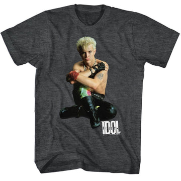 Billy Idol Mens S/S T-Shirt - Flesh For Fantasy - Heather Black Heather