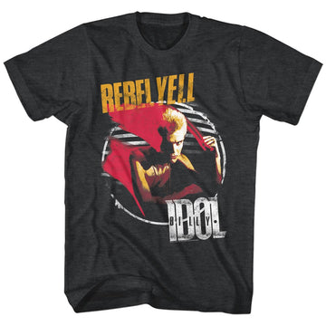 Billy Idol Mens S/S T-Shirt - Rebel Yell - Heather Black Heather