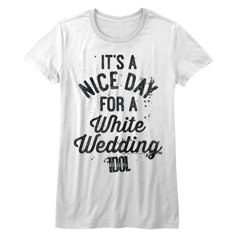Billy Idol Girls Juniors S/S T-Shirt - Nice Day - Solid White