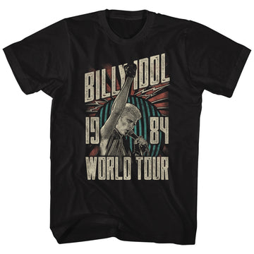 Billy Idol Mens S/S T-Shirt - World Tour - Solid Black