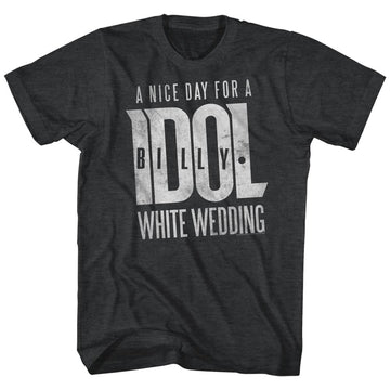 Billy Idol Mens S/S T-Shirt - White Wedding - Heather Black Heather