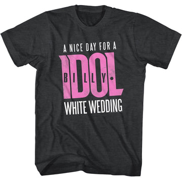 Billy Idol Mens S/S T-Shirt - Whitewedding - Heather Black Heather