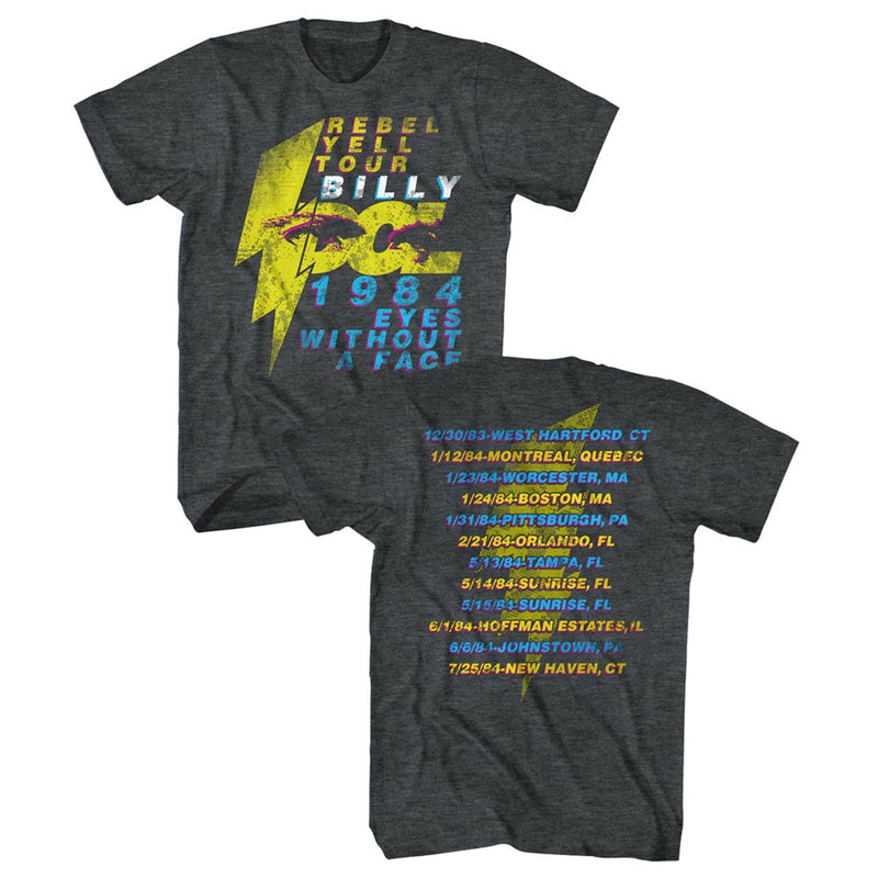 Billy Idol Mens S/S T-Shirt - Eyeballs Tour - Heather Black Heather