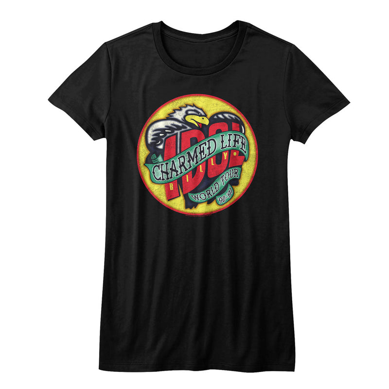 Billy Idol Girls Juniors S/S T-Shirt - Charmed Life - Solid Black