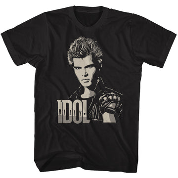 Billy Idol Mens S/S T-Shirt - 2 Tone Billy - Solid Black