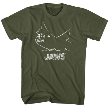 Jaws Mens S/S T-Shirt - Chalkboard - Solid Military Green