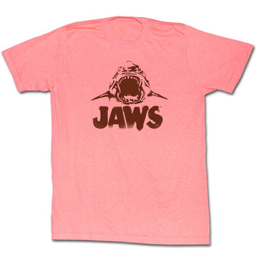 Jaws Mens S/S T-Shirt - Neon Jaws - Heather Retro Coral Heather