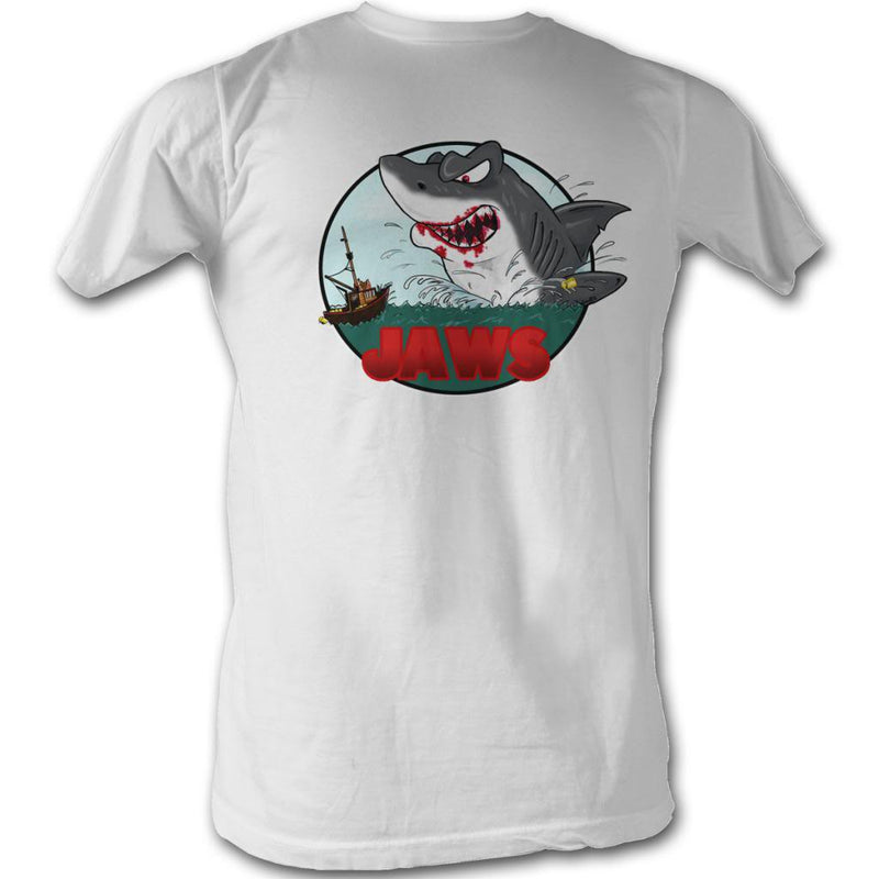 Jaws Mens S/S T-Shirt - Grrrr - Solid White - Inmyparentsbasement.com